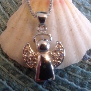 Sterling Silver  Little Girls Angel Necklace - New